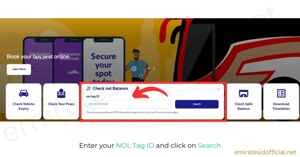 Enter your NOL Tag ID and click on Search