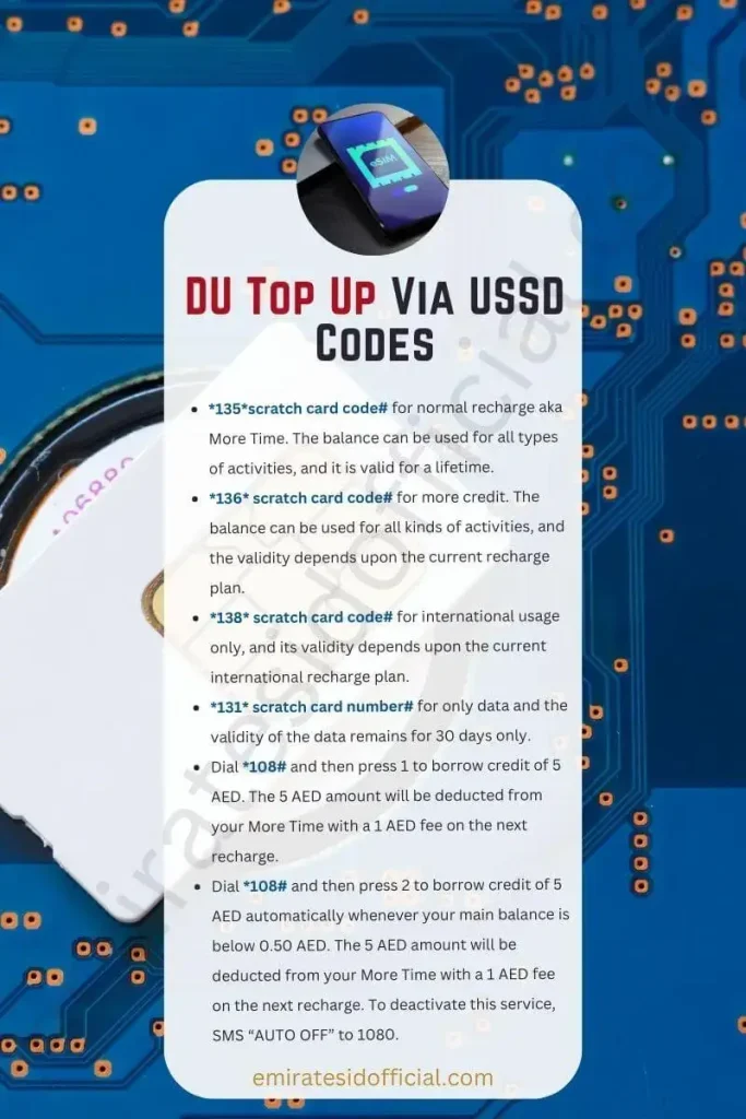 DU Top Up Via USSD Codes