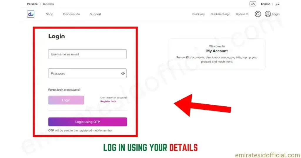 Log In using your Details