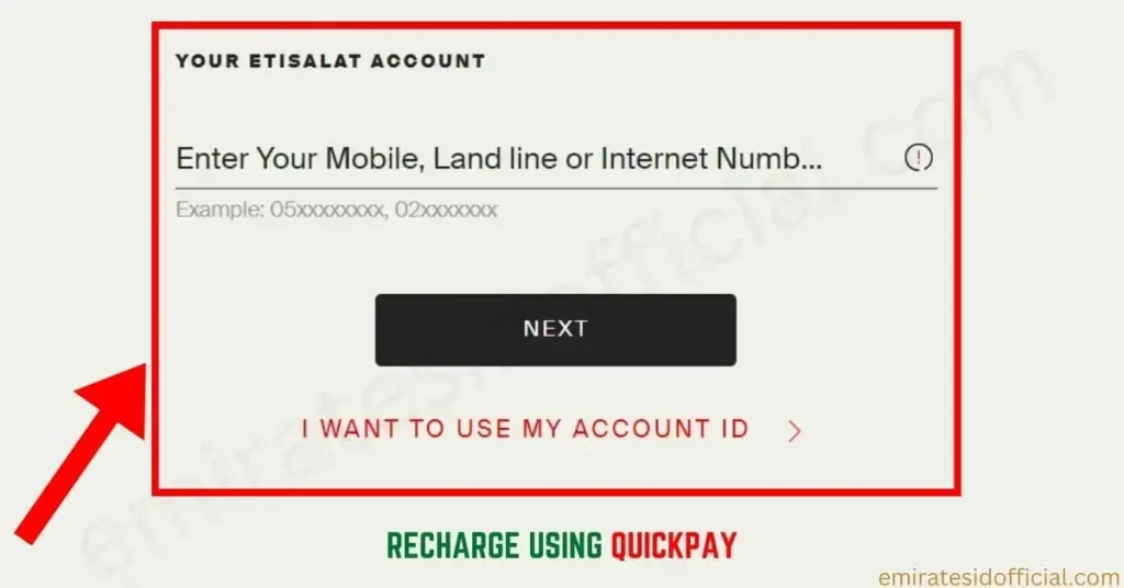 Recharge Using Quickpay