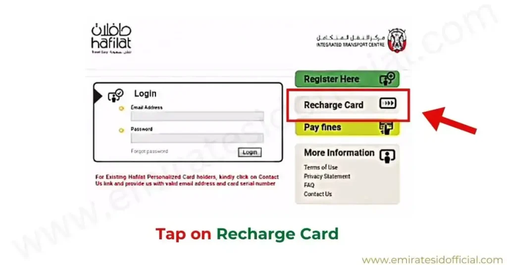 Tap on Recharge Card